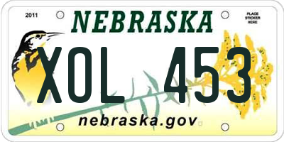NE license plate XOL453