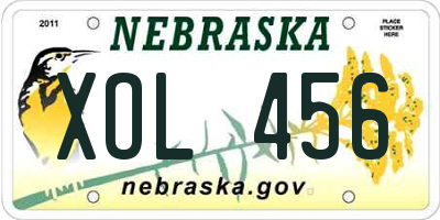NE license plate XOL456