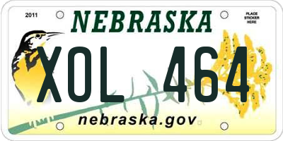 NE license plate XOL464