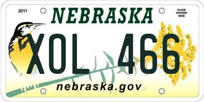 NE license plate XOL466