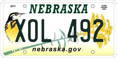 NE license plate XOL492