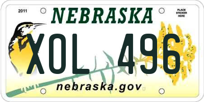 NE license plate XOL496