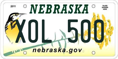 NE license plate XOL500