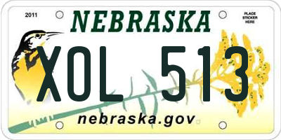 NE license plate XOL513