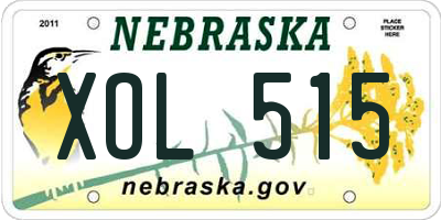 NE license plate XOL515