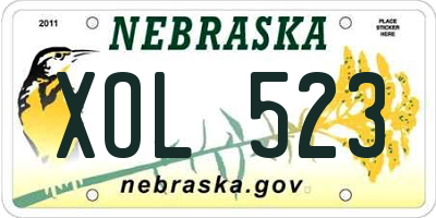 NE license plate XOL523
