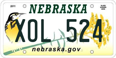 NE license plate XOL524