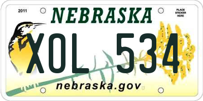 NE license plate XOL534