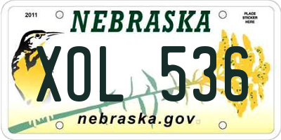 NE license plate XOL536