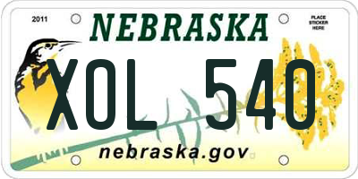 NE license plate XOL540
