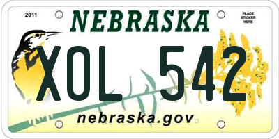 NE license plate XOL542