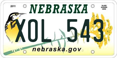 NE license plate XOL543
