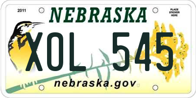 NE license plate XOL545
