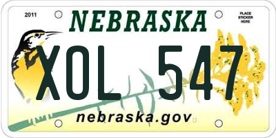 NE license plate XOL547