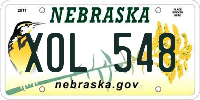 NE license plate XOL548