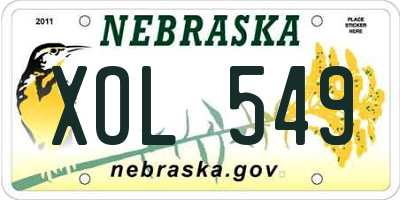 NE license plate XOL549
