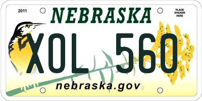 NE license plate XOL560