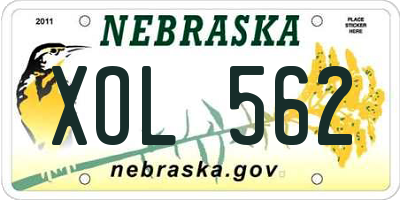 NE license plate XOL562