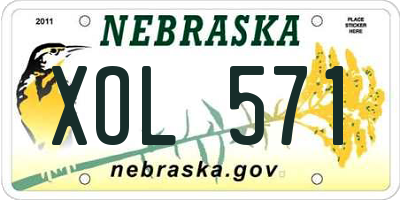 NE license plate XOL571