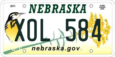 NE license plate XOL584