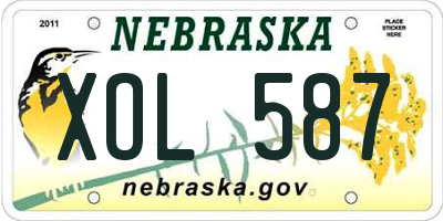 NE license plate XOL587