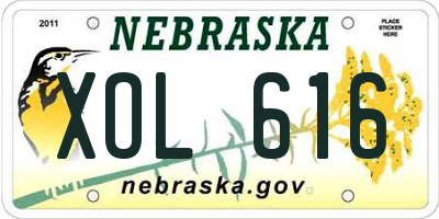 NE license plate XOL616