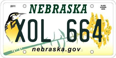 NE license plate XOL664