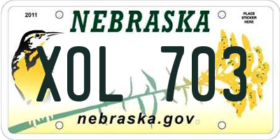 NE license plate XOL703