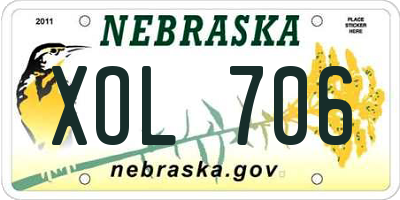 NE license plate XOL706