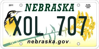 NE license plate XOL707