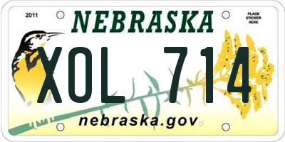 NE license plate XOL714
