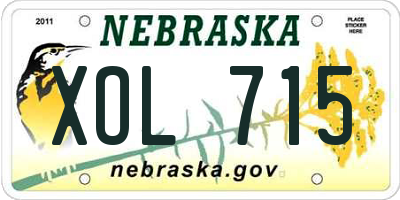 NE license plate XOL715