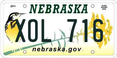 NE license plate XOL716