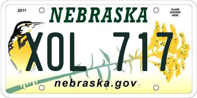 NE license plate XOL717