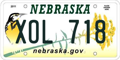 NE license plate XOL718