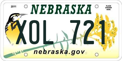 NE license plate XOL721