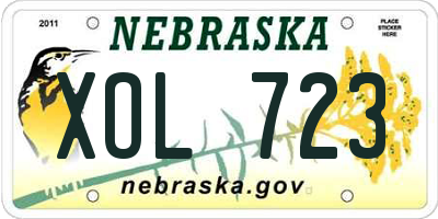 NE license plate XOL723