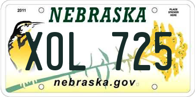 NE license plate XOL725