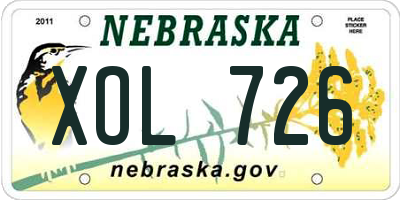 NE license plate XOL726