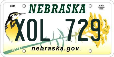 NE license plate XOL729