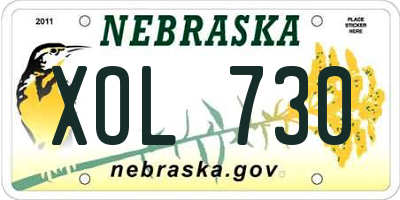 NE license plate XOL730