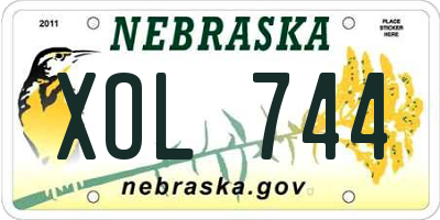 NE license plate XOL744