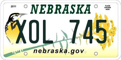 NE license plate XOL745