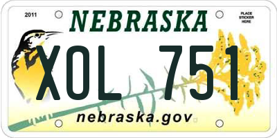 NE license plate XOL751