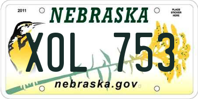 NE license plate XOL753