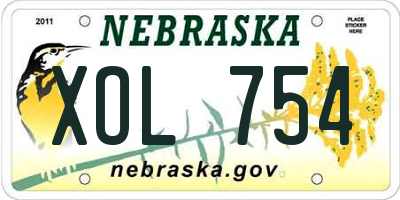NE license plate XOL754
