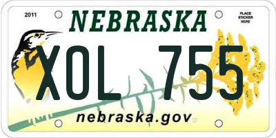 NE license plate XOL755