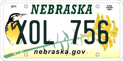 NE license plate XOL756
