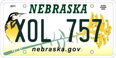 NE license plate XOL757