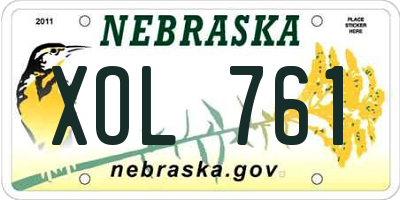 NE license plate XOL761